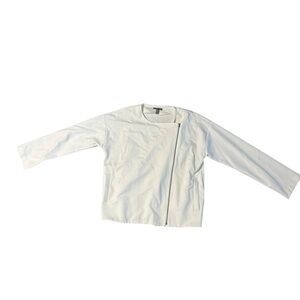 Eileen Fisher Women’s Ivory White Flex Tencel Ponte Round Neck Zip Jacket Small
